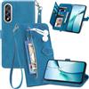 Ysnzaq Custodia a Libro Cover Portafoglio per OnePlus Nord 5, Pelle Flip Case con Porta Carte, Laccio e Funzione Stand, Disegni di Fiori Antiurto Cover per OnePlus Nord 5-SZY Blue