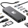 USX MOUNT Docking Station, 11 in 1 Hub USB C HDMI 4K, DisplayPort, VGA, 3 Puertos USB 3.2, 100W PD, Gigabit Ethernet RJ45, Audio, Lector de Tarjetas SD/TF per MacBook Pro Air iPhone 16 Windows Surface