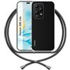 ANFAIRLACE Cover Cordino Compatibile con Honor 200 Lite, Custodia Trasparente TPU Morbido Silicone Regolabile Antiurto Collana Chiaro Case, Nero
