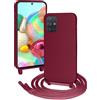 FERLAN Cover compatibile con Samsung Galaxy A51 5G,Custodia con Laccio Collana Tracolla Collo Liquido Silicone Antiurto TPU Antiurto AntiGraffio Protettiva Case,Rosso profondo