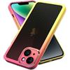 N NEWTOP Cover Moda 02 TPU Compatibile per iPhone 14, Colorata Sfumata Trasparente Opaca Morbida Flessibile Custodia con Protezione Fotocamera in Vetro Temperato Completa e Cromata (Rosa)