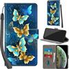 Haninsuze Cover per iPhone X/iPhone XS Custodia Cover Pelle Libro Portafoglio con Porta Carte Magnetica Protezione Antiurto Cuoio Flip Case Custodia Cover per iPhone X/XS, farfalla dorata