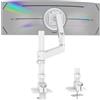 GUZHIKU Braccio Monitor Bianco per Schermi Ultralargo da 17 a 60 Pollici,Supporta 20 kg, Supporto Monitor a Molla a Gas Regolabile in Altezza Con Asta, Ergonomia Rotazione VESA 75x75/100x100mm