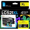 iNKPAD LC521XL Cartucce d'inchiostro LC521 compatibili con Brother LC521VAL per Brother DCP-J1260W DCP-J1310DW DCP-J1313DW DCP-J1360DW DCP-J1460DW (nero, ciano, magenta, giallo)