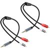 JSADZKJ Cavo audio da 3,5 mm a 2 RCA Cavo splitter audio da 1/8 a 2 RCA Spina placcata oro per cuffie per computer portatili tablet 0,98ft (2pcs)(Maschio/Maschio)