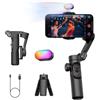 AOCHUAN Stabilizzatore per smartphone pieghevole a 3 assi con luce RGB magnetica, rilevamento del viso e rotella di messa a fuoco - Compatibile con iPhone/Android per vlogging - Smart XE Kit