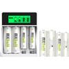 MXBatt 8 x Pile AA e Pile AAA ricaricabili Ni-MH, Caricatore AA AAA | AA 3200mAh 4 pack, AAA 1100mAh 4 pack, per telecomandi, orologi da parete, termometri igrometri, stazioni meteo e torce