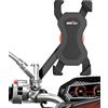 Grefay Motociclo Supporto per Smartphone per Telefono Moto Supporti Specchietto Retrovisore con 360° Rotazione per Smartphone da 3.5-6.5 pollici