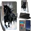 PHINIENLAND Cover per Samsung Galaxy S8 custodia portafoglio Cavallo nero | 3 scomparti carte, 1 tasca banconote, Chiusura magnetica, Supporto, Pelle PU flip cover per Samsung S8