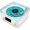 Elprico Altoparlante Bluetooth Stile Giradischi Vintage, Altoparlante Bluetooth retrò Stile Fonografo con Luce Notturna e Display 'ora Altoparlante Wireless Stereo Piccolo (WHITE)