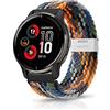 ZoRoll 20mm Cinturino per Garmin Vivoactive 5/vívomove Trend/Venu Sq 2 Music/Venu Sq 2/Venu 2 Plus/Venu Sq/Venu, Nylon Intrecciato Regolabile Cinturino per Garmin Forerunner 245 - Multicolore