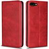 Copmob Cover iPhone 7 Plus,Cover iPhone 8 Plus,Flip Portafoglio Custodia in Pelle,[4 Slot][Supporto Stand][Chiusura Magnetica],Caso Cover Libro Custodia per iPhone 7 Plus/8 Plus - Rosso