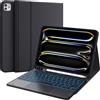 CHESONA Tastiera per iPad Pro 11 2025(M5)/2024(M4), illuminazione a 7 colori, trackpad multi touch, custodia flip stand con portamatite, 2 canali Bluetooth per M4 iPad Pro 2024 11 pollici, nero