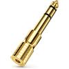 deleyCON Adattatore Jack 3,5 mm a 6,35 mm - Connettore aux Stereo - Contatti Placcati Oro - per Cuffie, Altoparlanti, Chitarra, Amplificatore Hi-Fi, Tastiera, Mixer ecc.