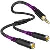 ReetooEcho Splitter audio, jack audio Y splitter adattatore da 3,5 mm maschio a femmina, auricolare stereo Aux, adattatore splitter cavo auricolare doppio connettore per tablet, laptop, Samsung, smartphone