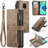 CaseMe per Xiaomi Redmi Note 9 Pro Max/9 Pro/9S Custodia a portafoglio in pelle PU Flip Cover con Magnetica Pulsanti, Slot per Schede, Slot per contanti, Tasca con cerniera e Cornice per foto (Marrone)