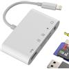 Kefiany Adattatore Lightning A USB Lettore Scheda SD(5 in 1)OTG 3.0 Micro SD Card Reader Presa AUX Auricolare 3.5mm Per IPhone 14 Pro Max Auricolare Caricabatterie Splitter Per Apple TF Memoria Flash