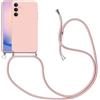 Sougak Cover per Samsung Galaxy A25 5G, Corda Custodia in Silicone con Regolabile Cordino, Silicone Case Cordini Custodia Cellulare da Collo, Rosa