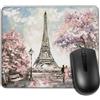 Yeuss Tappetino Per Mouse Rettangolare Antiscivolo Tappetino Per Mouse Torre Eiffel, Coppia Pittura A Olio Paris Street View Tappetini Per Mouse Da Gioco Con Paesaggi Delicati, Rosa, 200 mm X 240 mm