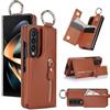 ZHOZEXIN Custodia per cellulare compatibile con Samsung Galaxy Z Fold 4, con chiusura lampo, scomparto per carte di credito, scomparto per contanti, elegante custodia in pelle per Galaxy Z Fold 4