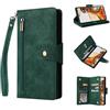Jeelar ESONG Cover per Google Pixel 8 Pro,Custodia Portafoglio a Libro in Pelle PU,Antiurto Protezione Flip Wallet Case con[Staffa/Slot per Schede/Magnetica/Cerniera/Cordino]-verde