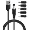 Duluok Convertitore universale da 1 m, cavo USB DC da 5 V a 5,5 x 2,1 mm, 2,0 A DC USB cavo di alimentazione con 5 connettori per macchina fotografica del router TV Box registratore