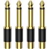 EMK Adattatore RCA a 1/4 pollici (adattatore da 6,35 mm a RCA) - placcato oro femmina RCA su presa quarto di pollice TS Mono adattatore audio audio per mixer, subwoofer (RCA a 1/4 adattatore 4 pezzi)