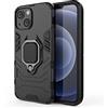 ZZHAO Custodia per iPhone 13 Mini, 2 in 1 Armour Stile Resistente Hybrid Armatura Defender PC + TPU Case Cover 360° Rotante Staffa [Compatibile con Supporto Magnetico per Auto], Nero
