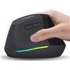 KYSONA Mouse ergonomico verticale senza fili - Bluetooth & 2,4 GHz, Clic Silenzioso, Ricaricabile, 5 DPI Regolabili, Compatibile con PC, Mac, Laptop - Nero