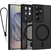 Phoona Cover Magnetica per Samsung Galaxy S25 Ultra 5G 6,9 con Cordino e 2 Pellicole in Vetro Temperato, Compatibile con Magsafe, Custodia Traslucida Opaca Antiurto Sottile Protettiva Case, Nero
