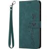 Kainevy per Cover Oppo Reno 10 Pro 5G Pelle con Cordino Portafoglio Resistente Nera Custodia Oppo Reno 10 Pro con Porta Carte Fibbia Magnetica Flip Libro Kickstand Protettiva Case (Verde)