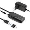 LIDOUYA Sata to USB 3.0, Adattatore di Lettura Disco Rigido per 2.5/ 3.5 HDD/SSD, Convertitore SATA III/II/I con alimentazione DC 12V 2A, UASP