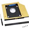 GINTOOYUN Vassoio per disco rigido SATA 2° SSD, disco rigido SATA-III da 9,5 mm, disco rigido SATA-III da 2,5 pollici, vassoio universale per computer portatile, CD/DVD-ROM Disc Tray Drive Slot (dorato)