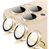 Oelrstfe Pellicola Fotocamera per iPhone 14 Pro/14 Pro Max,Posteriore Obiettivo Protezione Vetro Temperato,HD Trasparente Lente Schermo,Durezza 9H Anti-graffio Ultra Resistente Glitter Camera,Oro