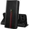 MAMA MOUTH Cover Per Google Pixel 8a, Custodia Flip Pelle Portafoglio, Magnetica Libro Slot Schede Cover, Silicone TPU Bumper Wallet con Supporto Antiurto Case Per Pixel 8a Nero Profondo