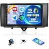 CAMECHO 4+64G 8-Core Android 15 Autoradio per Mercedes-Benz Smart Fortwo 2011-2015, 9 Pollici Qualcomm DSP Bluetooth Radio con Wireless Carplay Android Auto WIFI GPS FM/RDS +Telecamera Posteriore