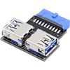 cablecc Tipo A Femmina Dual USB 3.0 a 5Gbps 20/19 Pin Scheda Madre Box Header Slot Adapter Tipo Orizzontale PCBA