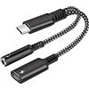 Annlpoy Adattatore 2 in 1 USB C a Jack 3,5 mm e Caricabatterie, Porta di Ricarica Rapida USB C PD 3.0, Compatibile con Samsung, Google Pixel, Huawei, iPad Pro, Ricarica Rapida 60W - Nero