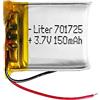 Liter energy battery Batteria 701725 LiPo 3.7V 150mAh 0.555Wh 1S 5C Liter Energy Battery per l'elettronica Ricaricabile Telefono Portatile Smartwatch Orologio GPS - Non adatto per Radiocomando 27x17x4mm (150mAh|701725)