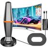 DGUPSP Antenna DVBT2, antenna da camera DVB-T e DVB-T2, con amplificatore, ampia portata e ricezione a 360°, antenna da camera per TV con forte base magnetica, adatta per 4K 1080p e tutti i dispositivi TV