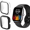 KeeFos 2 Pezzi Cover Compatibile con Amazfit GTS 4 Mini, PC Custodia Protettiva con Vetro Temperato Pellicola Protettiva, Integrato Sottile Cover per Amazfit GTS 4 Mini - Trasparente+Nero