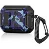 WALLFID AirPods Pro di seconda generazione Case Cover 2022 con coperchio di chiusura e gancio portachiavi, custodia robusta a doppio strato, antipolvere, antiurto(blu mimetico)