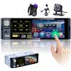 Hikity RDS Autoradio 1 Din con Schermo da 4,1 Pollici Touchscreen Stereo Auto Radio con Vivavoce Bluetooth FM/AM USB/AUX/TF Microfono+Retrocamera