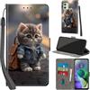Haninsuze Cover per Motorola Moto G54 5G, Gatto | Pelle PU Portafoglio, Porta Carte, Magnetica, Libro, Antiurto Custodia