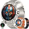 ZPIMY Orologio intelligente da uomo con funzione telefono, batteria 760 mAh, AMOLED 5 ATM, impermeabile, con torcia contapassi, frequenza cardiaca, SpO2, orologio sportivo per Android iOS (argento)