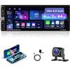 Motorsi 2GB+64GB Autoradio 1 Din con Schermo con Type-C, Wireless CarPlay Android Auto Stereo, Bluetooth, GPS Navigazione, WiFi, SWC, FM/RDS Radio, USB, Chargge + Telecamera Posteriore