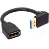 HTGuoji Cavo di prolunga Displayport 1.4 con angolo di 90 gradi, Displayport maschio a femmina, per HP Dell Asus 8K@60Hz 4K a 144Hz 1080p@240HZ 15cm (medio)