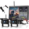 Hikity 1080P 7 Pollici Digitale Senza Fili Telecamera Retromarcia Kit con 2 Telecamere Posteriore e Monitor IPS, per Auto Camion Camper 12V-36V con IP68 Impermeabile Avviso di Angolo Cieco, Visione Notturna
