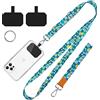 Bosdeny Cordino per cellulare, cordino per collo a tracolla, cinturino da polso per cellulare cellulare, portachiavi, tracolla per tutti gli smartphone. 2 cuscinetti gratuiti, 2 portachiavi in metallo