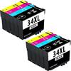 Supply Guy 8 cartucce compatibile con Epson 34XL / 34 XL per WF-3700 WF-3720dw WF-3720dwf WF-3720 WF-3725dwf